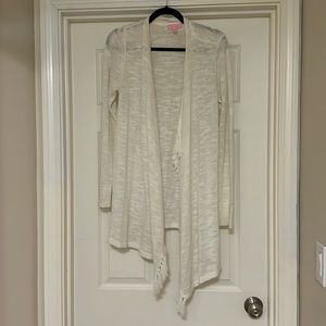 Lilly Pulitzer fringe open sweater, size large